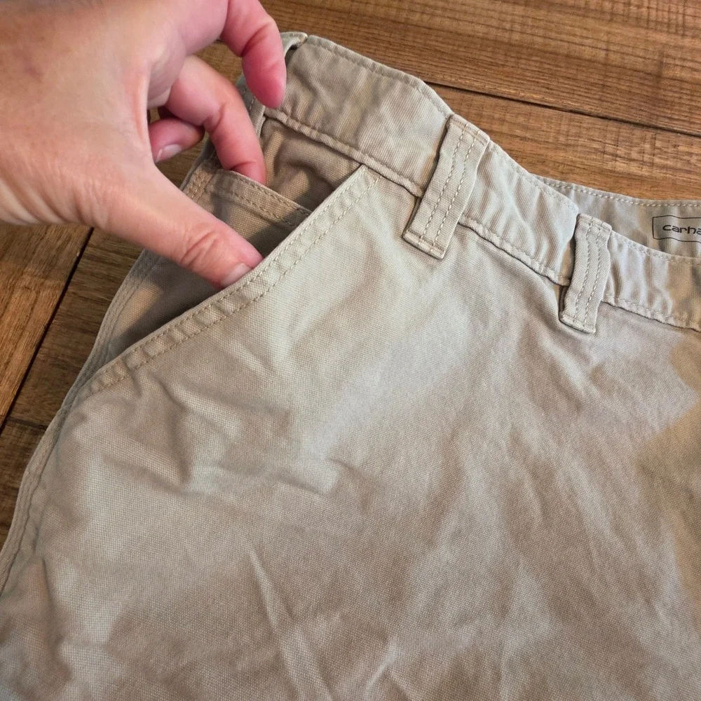 Carhartt Canvas Work Shorts Mens 46 Rugged Flex Relaxed Fit Khaki Tan Streetwear